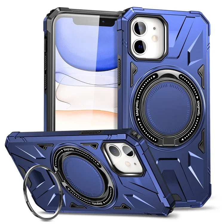 For iPhone 11 Case Anti-fall TPU+PC Kickstand Magnetic Mobile Phone Shell