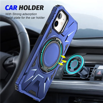 For iPhone 11 Case Anti-fall TPU+PC Kickstand Magnetic Mobile Phone Shell