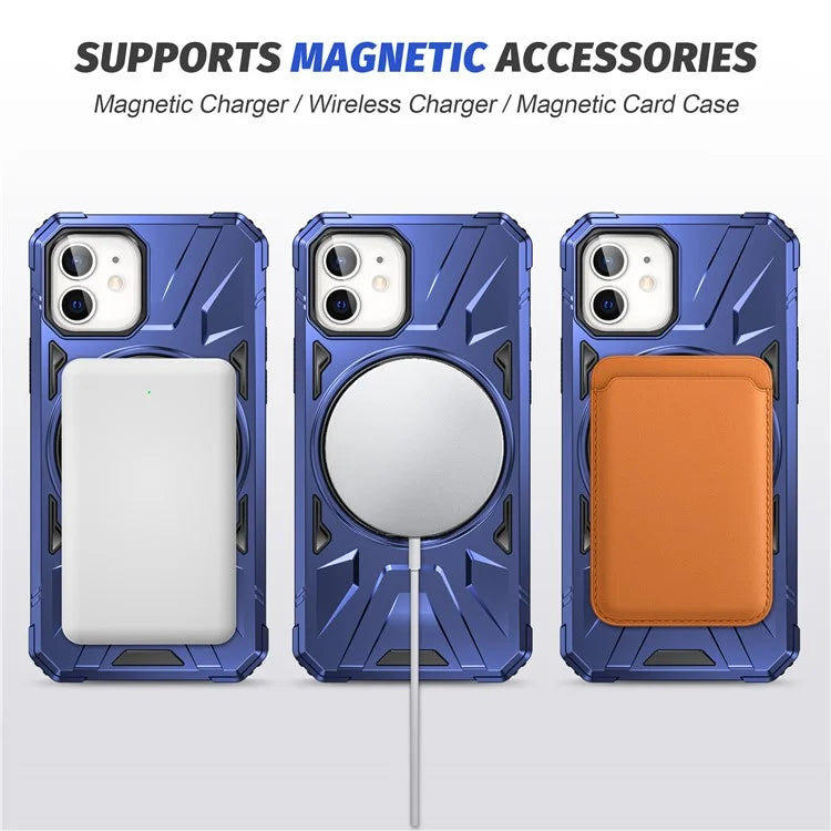 For iPhone 11 Case Anti-fall TPU+PC Kickstand Magnetic Mobile Phone Shell
