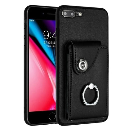 YB Leather Coating Series-7 for iPhone 7 Plus / 8 Plus Case PU Leather+TPU Ring Kickstand Cover