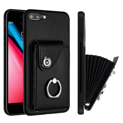 YB Leather Coating Series-7 for iPhone 7 Plus / 8 Plus Case PU Leather+TPU Ring Kickstand Cover