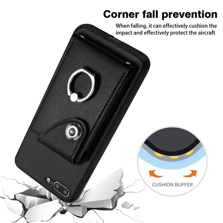 YB Leather Coating Series-7 for iPhone 7 Plus / 8 Plus Case PU Leather+TPU Ring Kickstand Cover