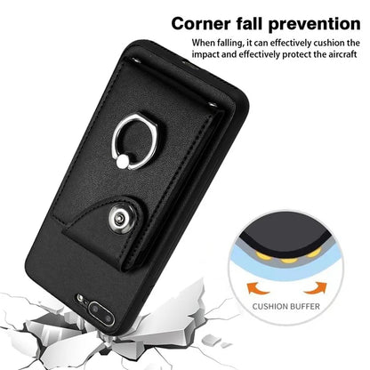 YB Leather Coating Series-7 for iPhone 7 Plus / 8 Plus Case PU Leather+TPU Ring Kickstand Cover