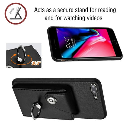 YB Leather Coating Series-7 for iPhone 7 Plus / 8 Plus Case PU Leather+TPU Ring Kickstand Cover