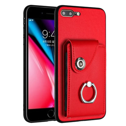 YB Leather Coating Series-7 for iPhone 7 Plus / 8 Plus Case PU Leather+TPU Ring Kickstand Cover