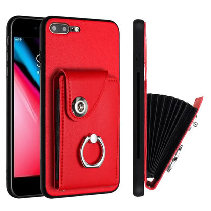 YB Leather Coating Series-7 for iPhone 7 Plus / 8 Plus Case PU Leather+TPU Ring Kickstand Cover