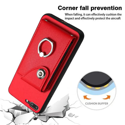 YB Leather Coating Series-7 for iPhone 7 Plus / 8 Plus Case PU Leather+TPU Ring Kickstand Cover