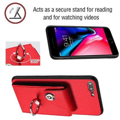 YB Leather Coating Series-7 for iPhone 7 Plus / 8 Plus Case PU Leather+TPU Ring Kickstand Cover