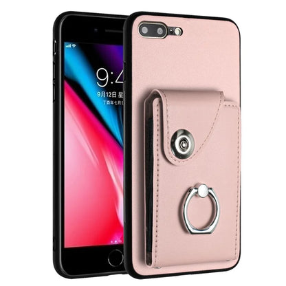 YB Leather Coating Series-7 for iPhone 7 Plus / 8 Plus Case PU Leather+TPU Ring Kickstand Cover