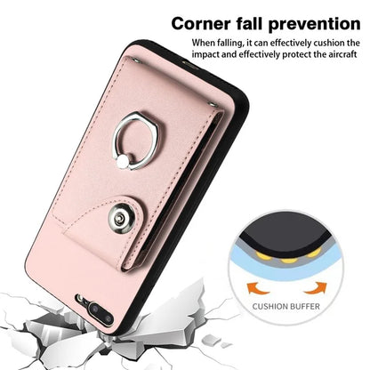YB Leather Coating Series-7 for iPhone 7 Plus / 8 Plus Case PU Leather+TPU Ring Kickstand Cover