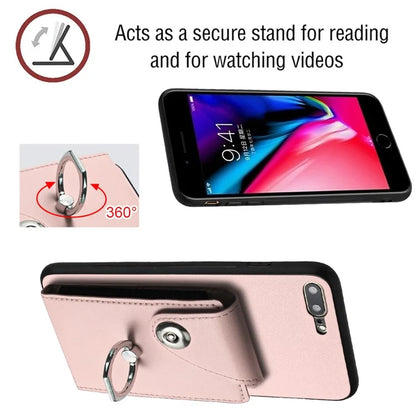 YB Leather Coating Series-7 for iPhone 7 Plus / 8 Plus Case PU Leather+TPU Ring Kickstand Cover