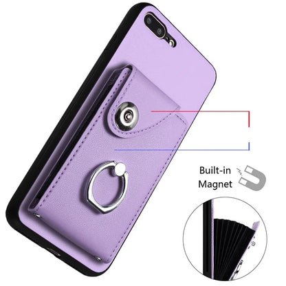 YB Leather Coating Series-7 for iPhone 7 Plus / 8 Plus Case PU Leather+TPU Ring Kickstand Cover