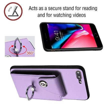 YB Leather Coating Series-7 for iPhone 7 Plus / 8 Plus Case PU Leather+TPU Ring Kickstand Cover