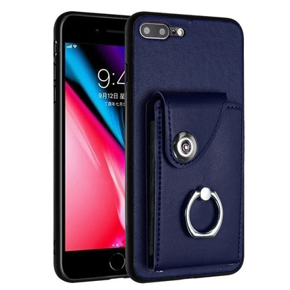 YB Leather Coating Series-7 for iPhone 7 Plus / 8 Plus Case PU Leather+TPU Ring Kickstand Cover