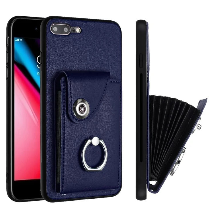 YB Leather Coating Series-7 for iPhone 7 Plus / 8 Plus Case PU Leather+TPU Ring Kickstand Cover