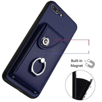YB Leather Coating Series-7 for iPhone 7 Plus / 8 Plus Case PU Leather+TPU Ring Kickstand Cover