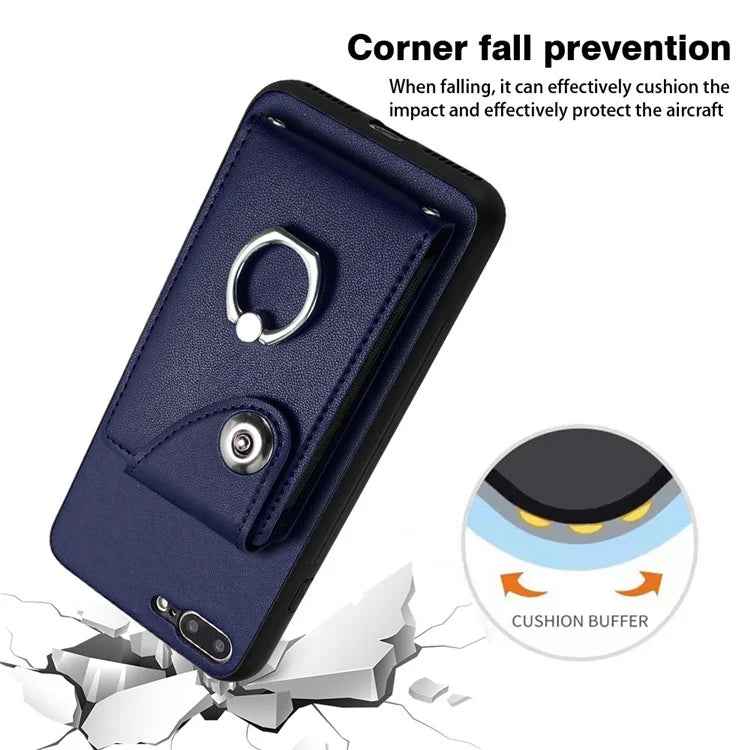 YB Leather Coating Series-7 for iPhone 7 Plus / 8 Plus Case PU Leather+TPU Ring Kickstand Cover