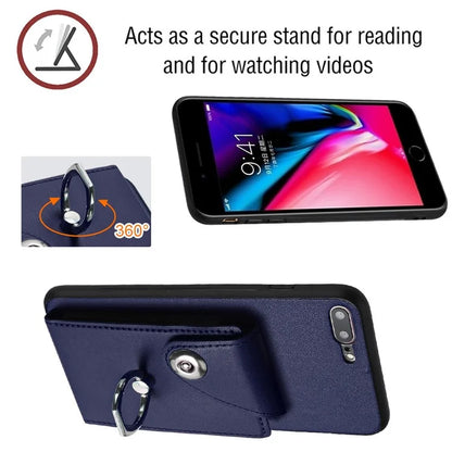 YB Leather Coating Series-7 for iPhone 7 Plus / 8 Plus Case PU Leather+TPU Ring Kickstand Cover