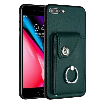 YB Leather Coating Series-7 for iPhone 7 Plus / 8 Plus Case PU Leather+TPU Ring Kickstand Cover