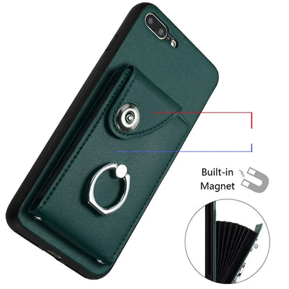 YB Leather Coating Series-7 for iPhone 7 Plus / 8 Plus Case PU Leather+TPU Ring Kickstand Cover