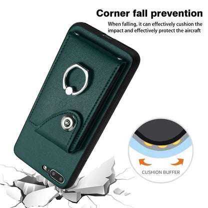 YB Leather Coating Series-7 for iPhone 7 Plus / 8 Plus Case PU Leather+TPU Ring Kickstand Cover