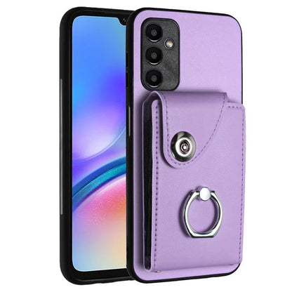 YB Leather Coating Series-7 for Samsung Galaxy A05s 4G Case PU Leather+TPU Back Cover with Finger Ring