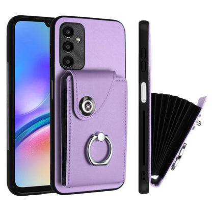 YB Leather Coating Series-7 for Samsung Galaxy A05s 4G Case PU Leather+TPU Back Cover with Finger Ring