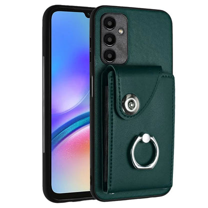 YB Leather Coating Series-7 for Samsung Galaxy A05s 4G Case PU Leather+TPU Back Cover with Finger Ring