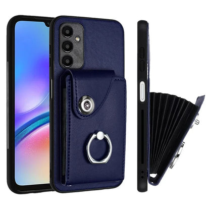 YB Leather Coating Series-7 for Samsung Galaxy A05s 4G Case PU Leather+TPU Back Cover with Finger Ring