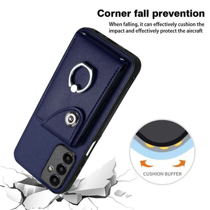 YB Leather Coating Series-7 for Samsung Galaxy A05s 4G Case PU Leather+TPU Back Cover with Finger Ring