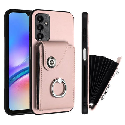 YB Leather Coating Series-7 for Samsung Galaxy A05s 4G Case PU Leather+TPU Back Cover with Finger Ring