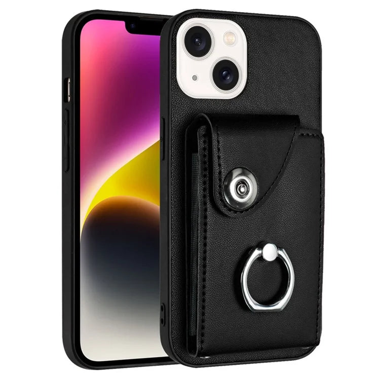 YB Leather Coating Series-7 for iPhone 13 mini Kickstand Case Multiple Card Slots Phone Cover