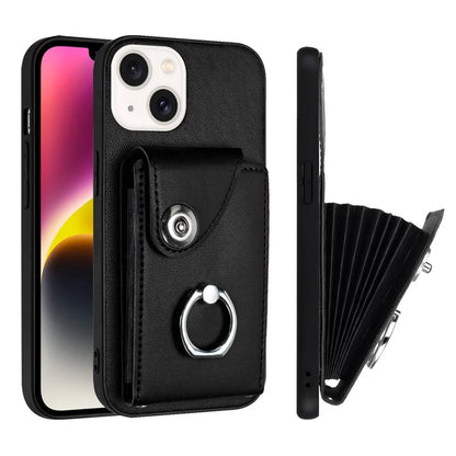 YB Leather Coating Series-7 for iPhone 13 mini Kickstand Case Multiple Card Slots Phone Cover