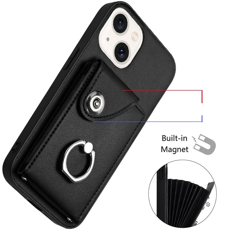 YB Leather Coating Series-7 for iPhone 13 mini Kickstand Case Multiple Card Slots Phone Cover