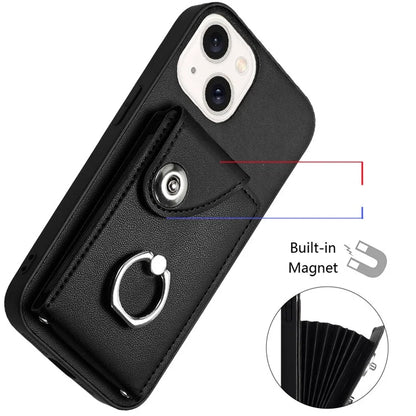 YB Leather Coating Series-7 for iPhone 13 mini Kickstand Case Multiple Card Slots Phone Cover