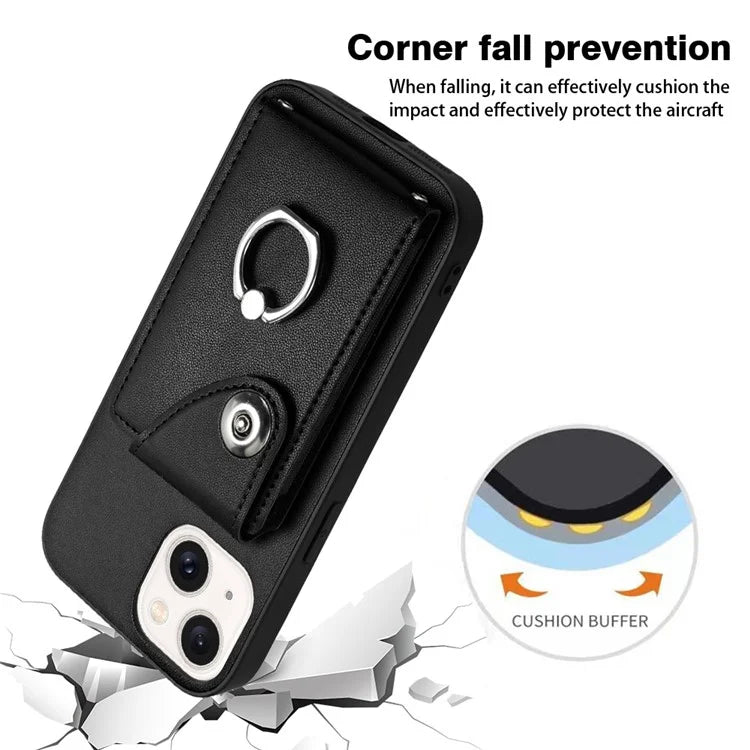 YB Leather Coating Series-7 for iPhone 13 mini Kickstand Case Multiple Card Slots Phone Cover