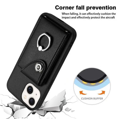 YB Leather Coating Series-7 for iPhone 13 mini Kickstand Case Multiple Card Slots Phone Cover