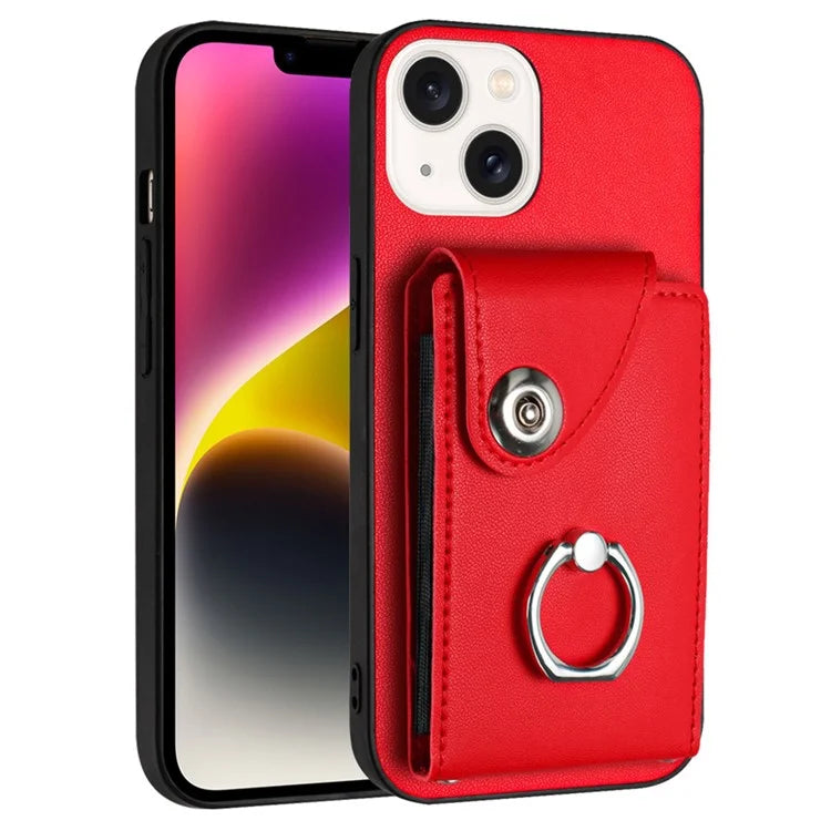 YB Leather Coating Series-7 for iPhone 13 mini Kickstand Case Multiple Card Slots Phone Cover
