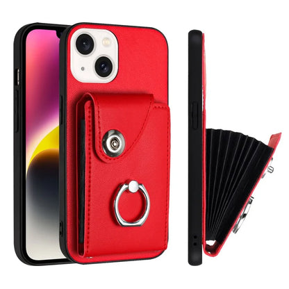 YB Leather Coating Series-7 for iPhone 13 mini Kickstand Case Multiple Card Slots Phone Cover