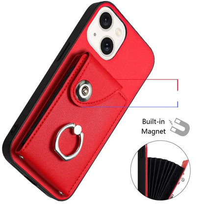 YB Leather Coating Series-7 for iPhone 13 mini Kickstand Case Multiple Card Slots Phone Cover