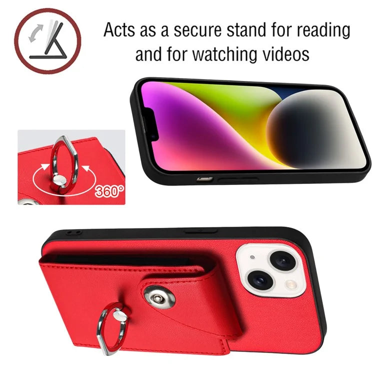 YB Leather Coating Series-7 for iPhone 13 mini Kickstand Case Multiple Card Slots Phone Cover