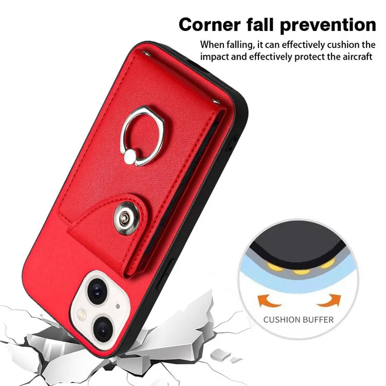 YB Leather Coating Series-7 for iPhone 13 mini Kickstand Case Multiple Card Slots Phone Cover