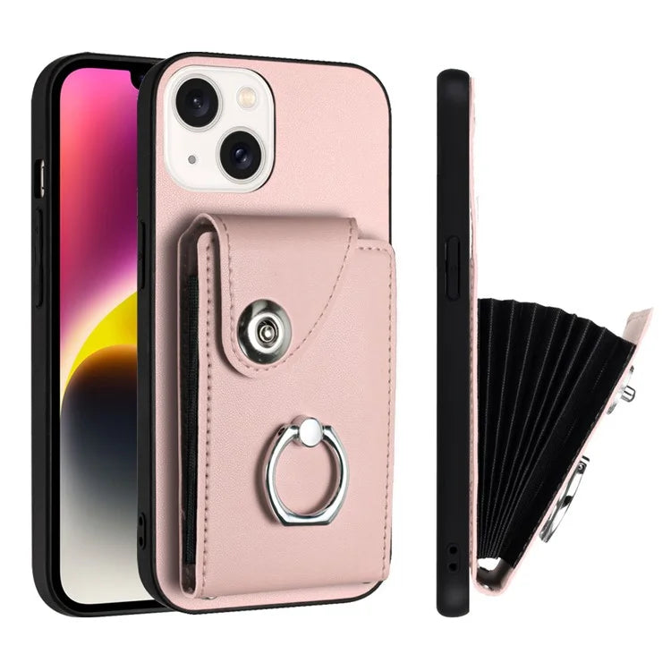 YB Leather Coating Series-7 for iPhone 13 mini Kickstand Case Multiple Card Slots Phone Cover