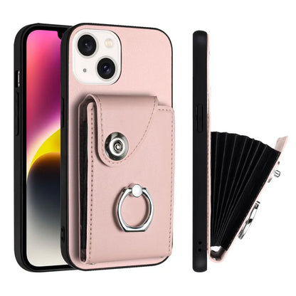 YB Leather Coating Series-7 for iPhone 13 mini Kickstand Case Multiple Card Slots Phone Cover
