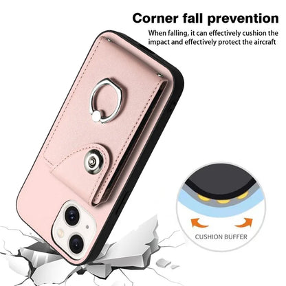 YB Leather Coating Series-7 for iPhone 13 mini Kickstand Case Multiple Card Slots Phone Cover