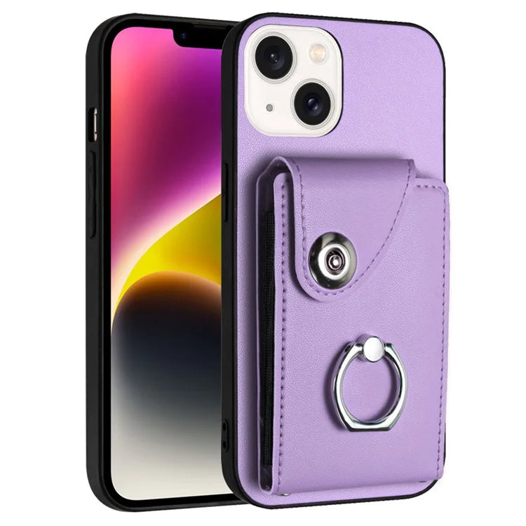YB Leather Coating Series-7 for iPhone 13 mini Kickstand Case Multiple Card Slots Phone Cover