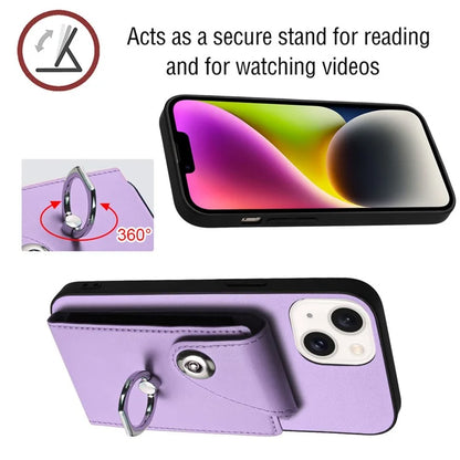 YB Leather Coating Series-7 for iPhone 13 mini Kickstand Case Multiple Card Slots Phone Cover