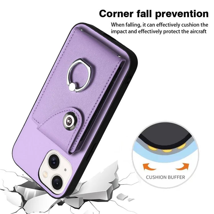 YB Leather Coating Series-7 for iPhone 13 mini Kickstand Case Multiple Card Slots Phone Cover