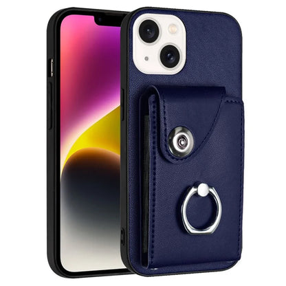 YB Leather Coating Series-7 for iPhone 13 mini Kickstand Case Multiple Card Slots Phone Cover