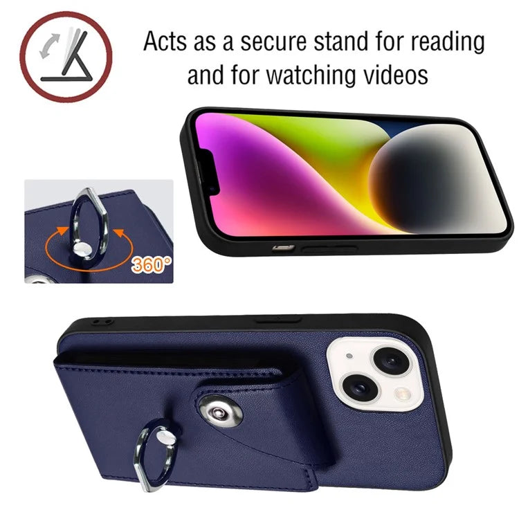 YB Leather Coating Series-7 for iPhone 13 mini Kickstand Case Multiple Card Slots Phone Cover